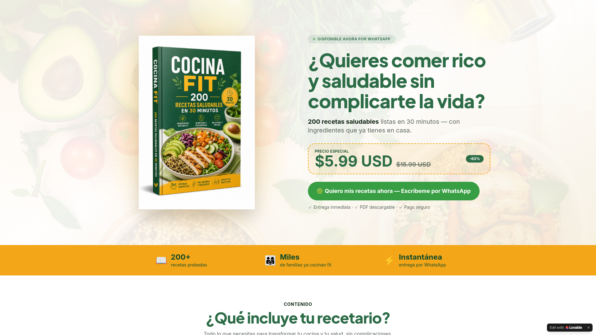 Portada del sitio web Cocina Fit LATAM
