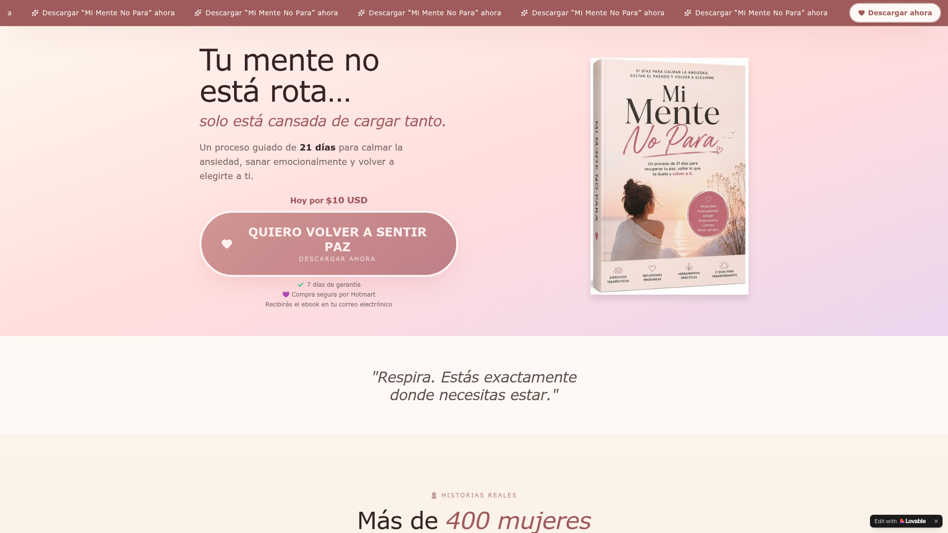 Portada del sitio web Mi Mente No Para